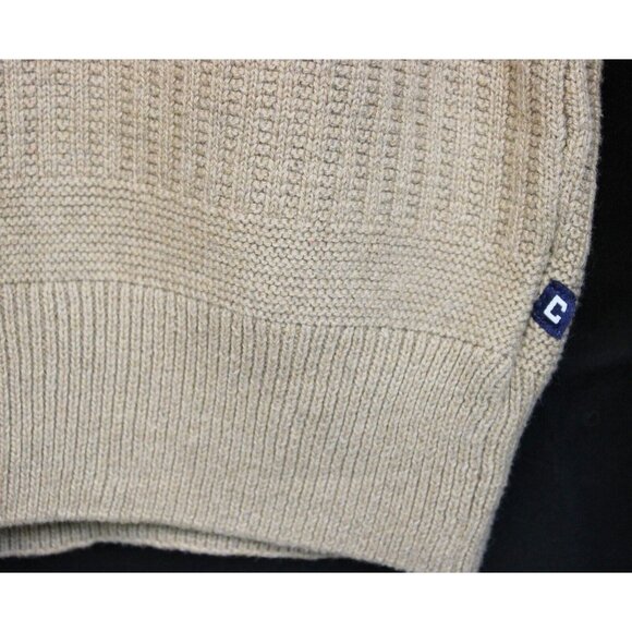 Chaps Knit Sweater sz S Beige Henley Mock Neck Warm Winter Comfort Partial Zip - Picture 4 of 8